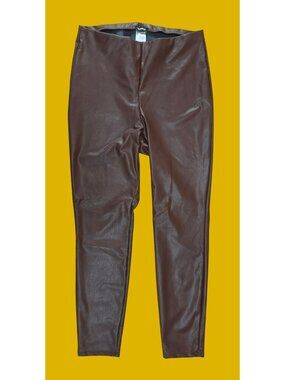 Express Womens Brown Faux Leather Leggings Large